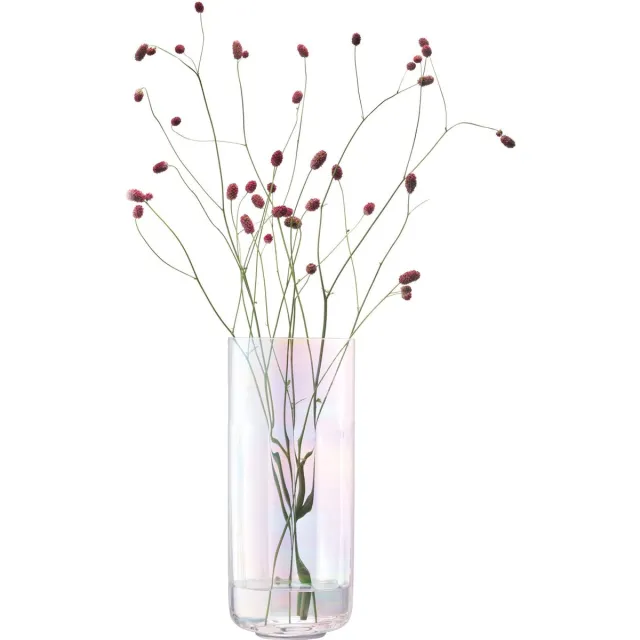 L.S.A. Pearl Kandelaar met Kaars 28,5 cm - Glas - Wit