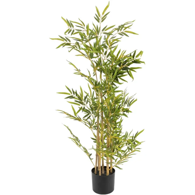 EDENIA Kunstplant - Kunstbamboe in pot, hoogte 120 cm Groen