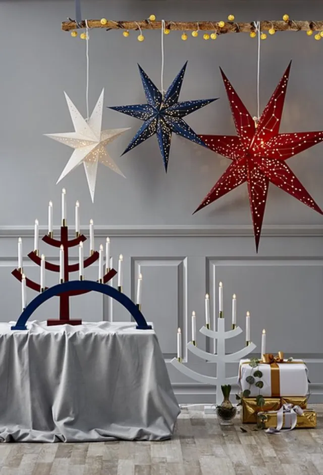 Star Trading Blauwe hangende sterrenlamp Galaxy met E14 fitting -60cm -met stekker -Kerstdecoratie