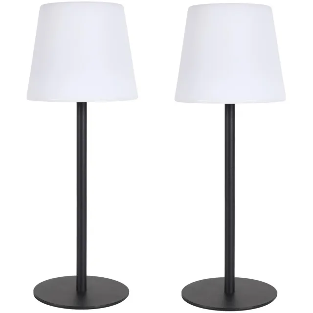 HOME DECO FACTORY LED tafellamp - 2x - Zwart - Kunststof - 40 cm - Oplaadbaar via USB-C