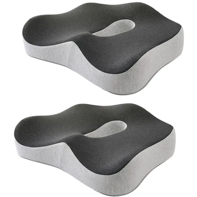 COOAU Zitkussen Orthopedisch & Ergonomisch - Stuitkussen - Wigkussen - Ringkussen - voor Auto, Bed, Bank & Bureaustoel - 2 Stuks Lichtgrijs