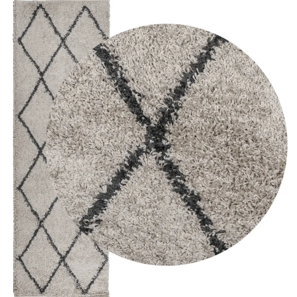 vidaXL Vloerkleed PAMPLONA shaggy hoogpolig 80x250 cm beige antraciet Meerkleurig