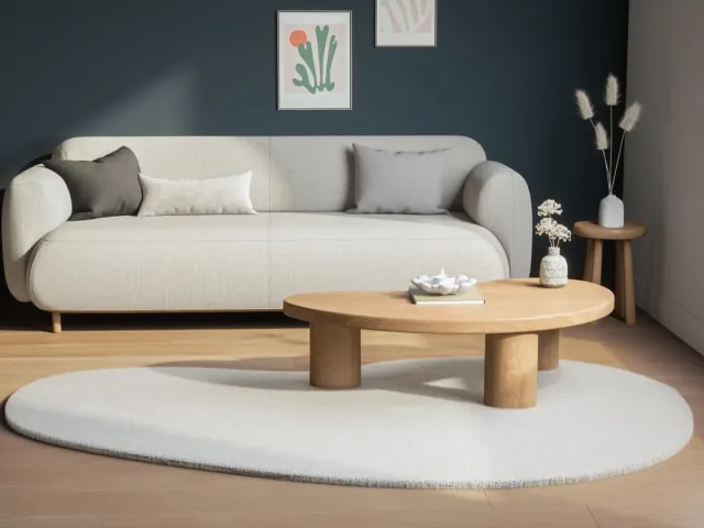 Vente-unique Organisch shaggy vloerkleed met bonteffect - 120 x 180 cm - Beige - GIRONA