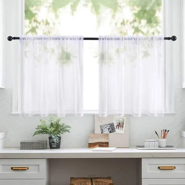 Unyqoos Elegante Linnenlook Vitrage voor Kleine Ramen in Keuken en Woonkamer wit