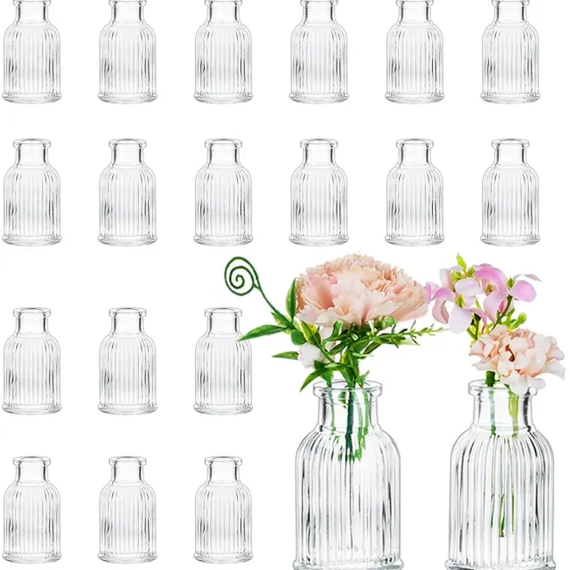 Unyqoos Set van 20 miniatuur glazen vazen voor stijlvolle tafeldecoratie en evenementen Transparant
