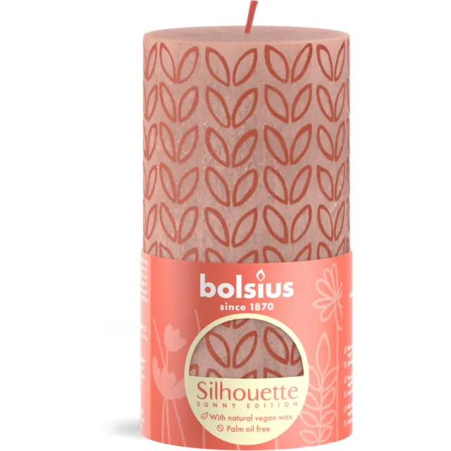 Bolsius Stompkaars Rustiek Print Misty Pink - 13 cm / ø 7 cm Roze