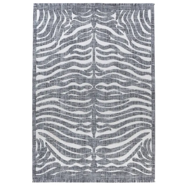 Padiro stijlvol laagpolig vloerkleed 80 x 150 cm - lichtgrijs - karaktervolle dierenprint - voor vloerverwarming - van polyester en katoen
