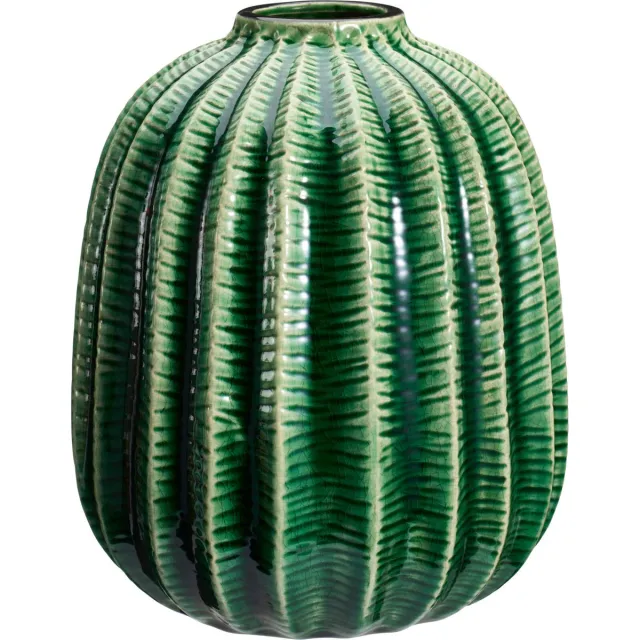 Home & Styling Bloemenvaas cactus - groen - keramiek - D20 x H23 cm - vaas cactus patroon
