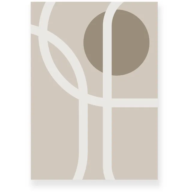Yisual Poster 50x70 cm - Abstracte Lijnen - Cirkel - Beige - Taupe - Minimalistisch - Modern - Muurdecoratie - Wanddecoratie