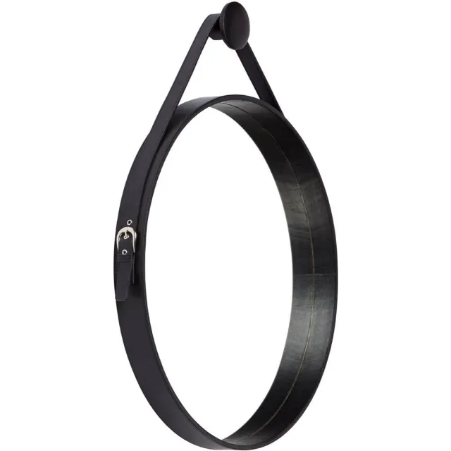Sheepskin House Leren Spiegel - D60 cm Black