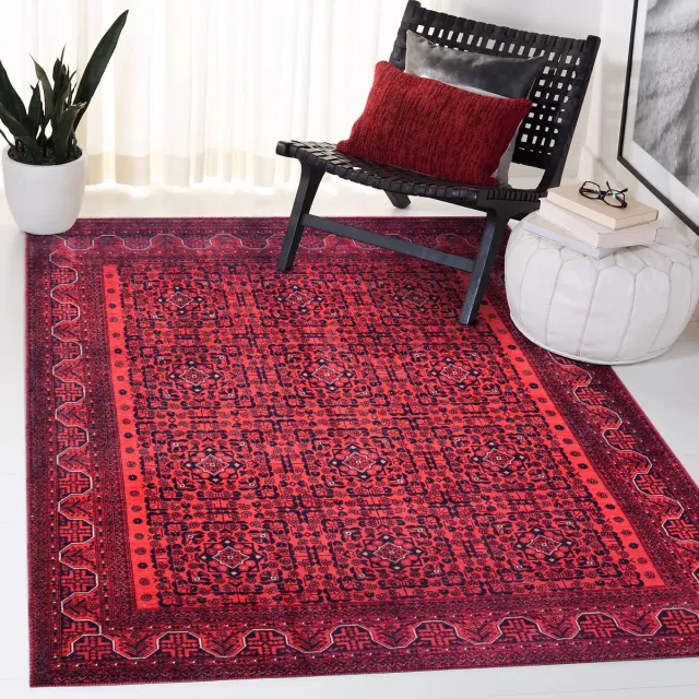 Netline Home (1317) Vloerkleed | Wasbaar Vloerkleed | Antislip | Wasbaar Tapijt voor Keuken, Slaapkamer, Hal, Woonkamer | Vloerkleed Oosters Design Tapijt | Laagpolig (160X230CM) wijnrood