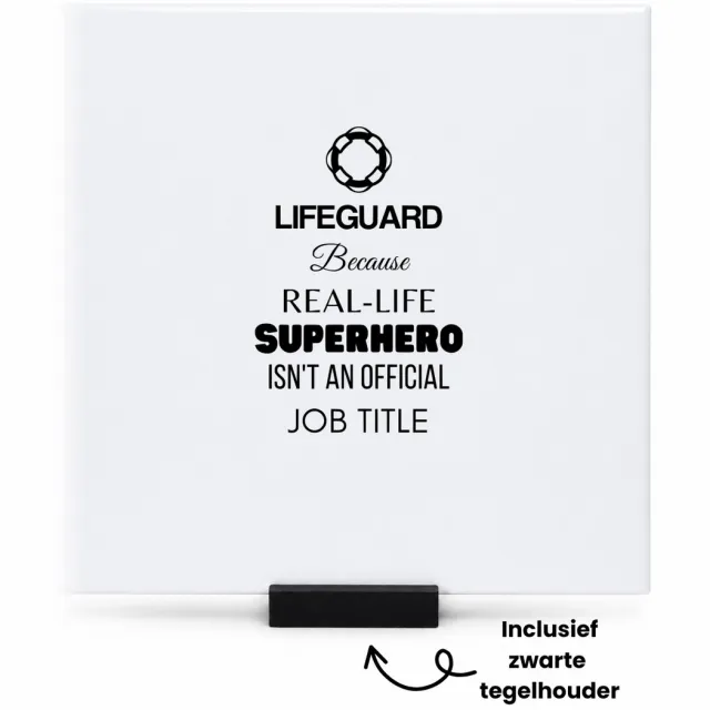 Hacebo Badmeester en badjuffrouw tegeltje met tegelhouder - Badmeester - badmeesters en badjuffrouwen - tegeltjes met tekst - Zwemmen - zwemdiploma - cadeau - kado - gift - geschenk - vaderdag - moederdag - lifeguard - spreuktegels - 15x15 CM Wit