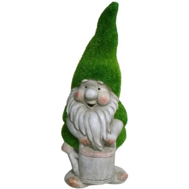 Gerimport tuinkabouter beeldje - Dwarf Sammy - Polystone - grasgroene muts - 32 cm Multi