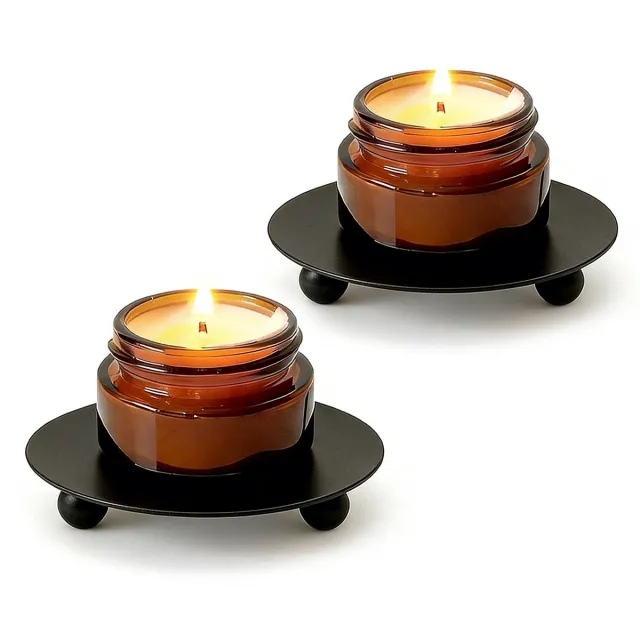 TuseRxln Kandelaars - 2 stuks - XL - 11,5*11,5*1,5 cm - IJzeren kandelaars - Schaalvormige kandelaars - Romantische kaarsenhouders - Tafeldecoratie - Kaarsenstandaards - Presentatiestandaards - Opbergrekken - Kaarsenplaatjes - Decoratieve kandelaars Zwart-XL