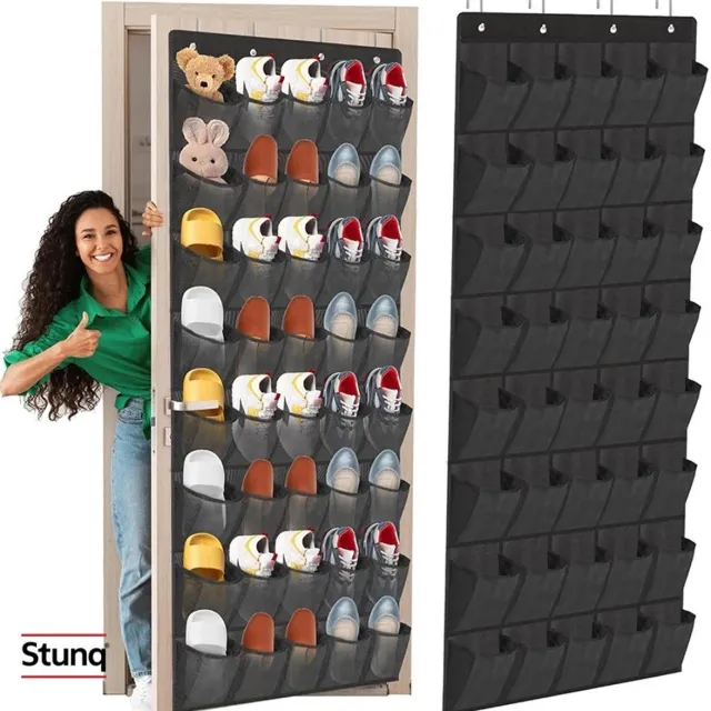 Stunq Schoenenorganizer over de deur – 40 mesh vakken – hangend opbergrek – zwart