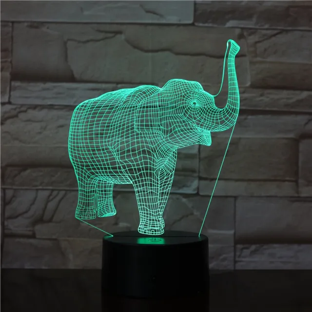 MC Living 3D Led Lamp Met Gravering - RGB 7 Kleuren - Olifant