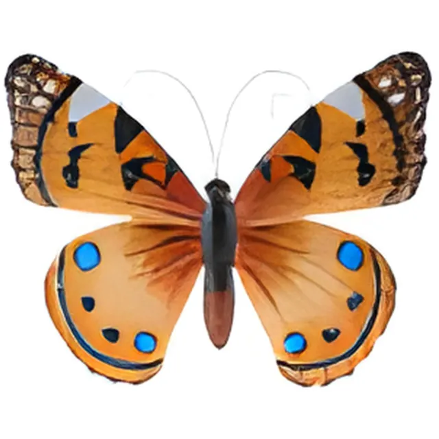 Pro Garden Wanddecoratie vlinder - oranje - 34 x 28cm - metaal - muurdecoratie / schutting / tuin