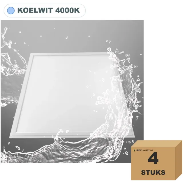 Tsong LED paneel 60x60 cm IP65 waterdicht - 4 stuks - 36W - Koelwit 4000K - 3780 lm - CRI80 - 230V