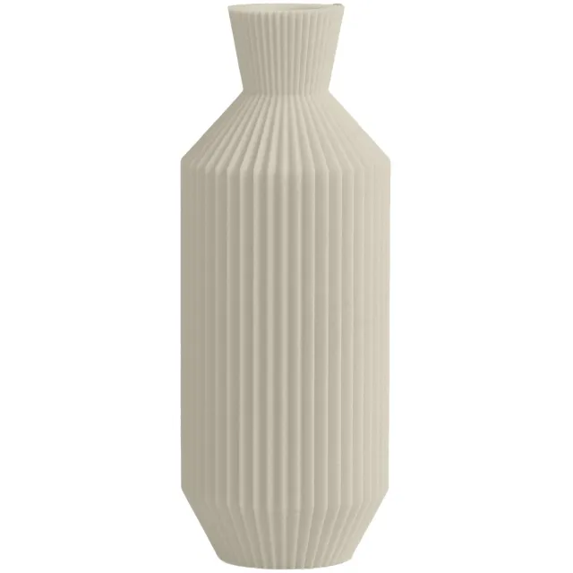 Layvo BERYL Vaasje - Crème - D10 x H25 cm - droogbloemen vaasje - gerecycled plastic