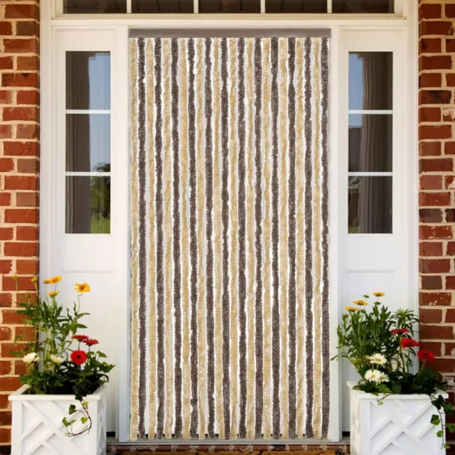 vidaXL Vliegengordijn 100x200 cm chenille donkerbruin en beige