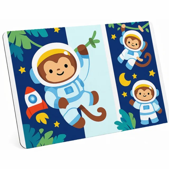 Mr Cadeautjes MDF magnetische fotolijst 28 x 19 - design Dromerige jungle met hangende aapjes en tropische bladeren | cadeau Wit