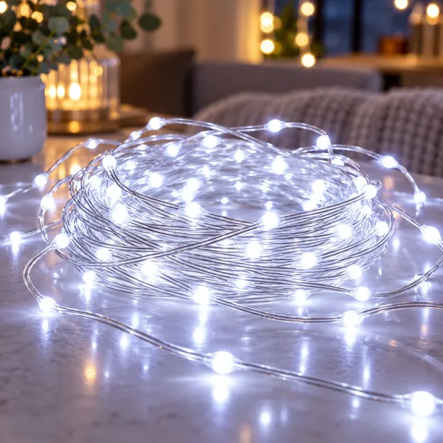 MUPOO Lichtsnoer Buiten 100M 800 LEDs - Lichtslinger Buiten met 8 Lichtstanden & Geheugenfunctie - Kerstverlichting Buiten - Tuinverlichting & Kerstboomverlichting voor Gevel, Grote Ruimte en Kerst - Koud Wit - 1 Stuk