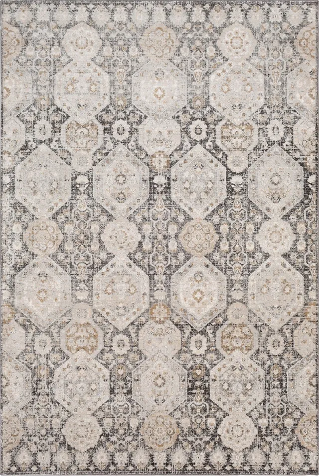 Surya Lotus vloerkleed vintage oosters zwart