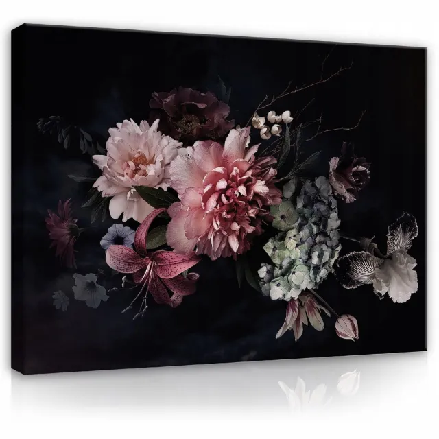 WALLARENA Canvas schilderij - 100x70 cm - moderne bloemen voor slaapkamer multikleurig