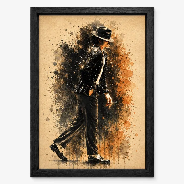 Joshimo Michael Jackson Poster | Artistieke Watercolor Art Print | Inclusief Zwarte A4 Lijst
