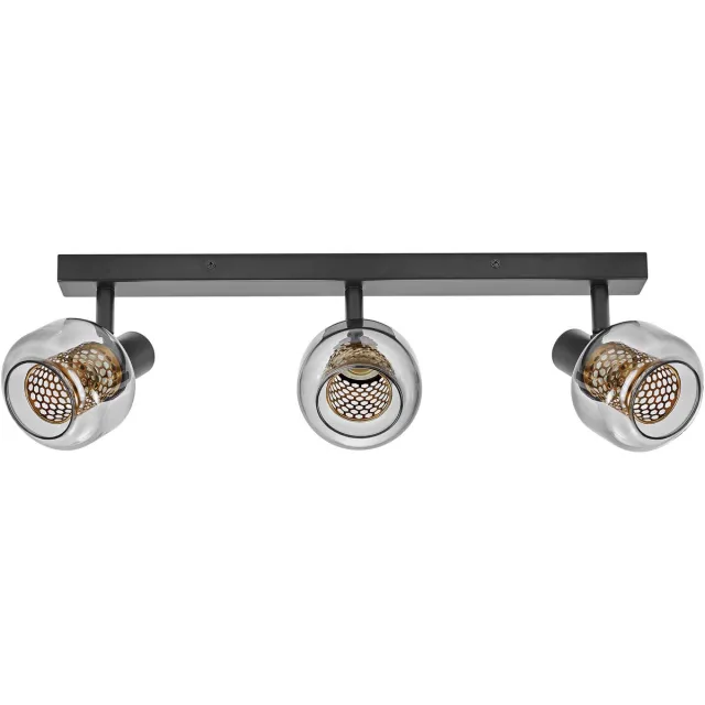 Osram Decor Spot Firefly lamp zwart in industriële stijl, 3 x 2,8 W, 827, 750 lm, 2700 K, metalen en glazen behuizing, E14 fitting, eenvoudige installatie, dimbare lamp inbegrepen