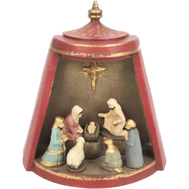 Meander Kerststal in tent rood 16x8,3x17cm