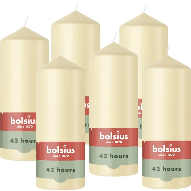 Bolsius Gladde Stompkaarsen - Beige - 6 stuks - 15cm - 42 Branduren Oat Beige