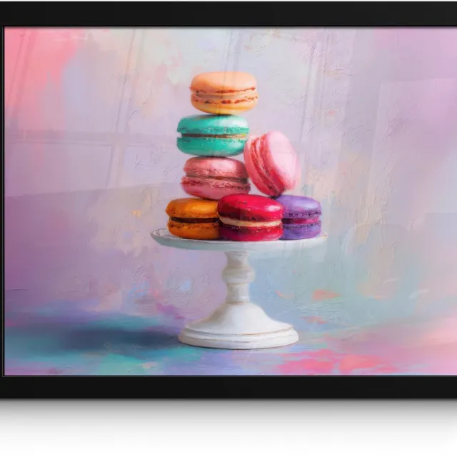 FrameYourWall Poster in lijst - Fotolijst 40x30 cm - Posters - Macarons - Schaal - Pastel - Kleurrijk - Posterlijst zwart - Decoratie - Wanddecoratie woonkamer - Muurdecoratie slaapkamer