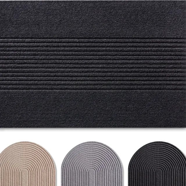 Blumtal Japandi Deurmat - Anti-slip - Polyester 70 x 120 cm - Antraciet - Gestreept Antraciet Gestreept