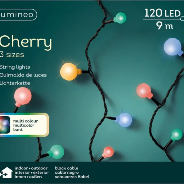 Lumineo feestverlichting - gekleurd - 120 led lampjes - 9 meter - twinkle - lichtsnoeren - Buiten verlichting - kerstverlichting