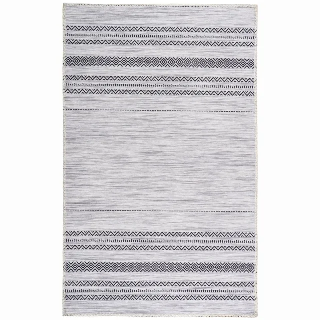 Padiro stijlvol vloerkleed 120 x 180 cm - lichtgrijs - streeppatroon in Scandinavische stijl - voor vloerverwarming - van polyester