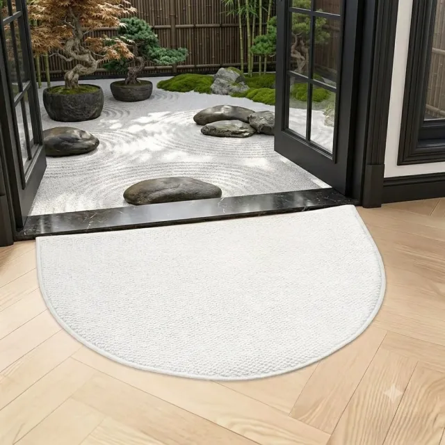 Maison Elara Halfronde Vuilmat 50x80 cm - Antislip Deurmat voor Binnen - Wasbaar Polyester - Beige