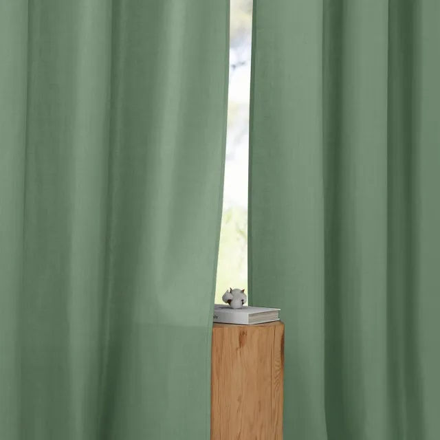 Ibenzoa Verfijnde Overgordijnen met Plooiband voor een Stijlvolle Woonkamer, Set van 2, Linnenlook, Olijfgroen