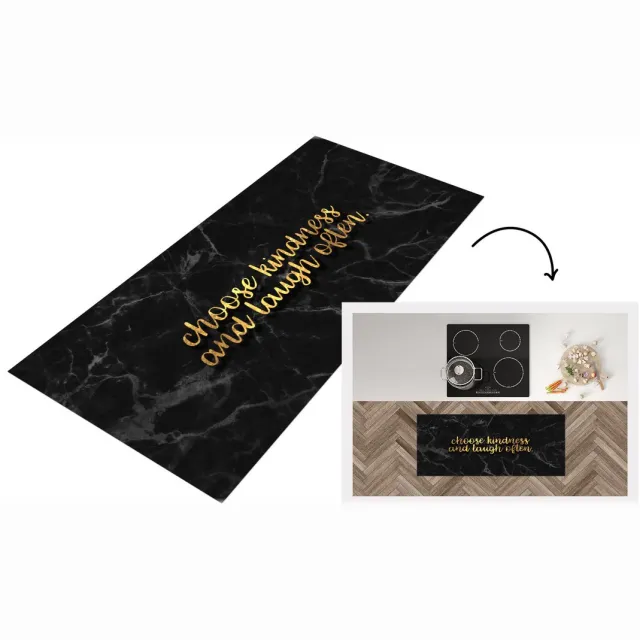 KitchenYeah Keukenloper - Loper keuken - Quotes - Spreuken - Goud - Marmer - 120x50 cm - Keukenloper vinyl Multicolor