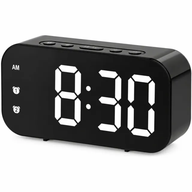 SWGOTA Zwarte digitale LED-wekker met instelbare helderheid, groot cijferdisplay en knoppen aan de bovenzijde