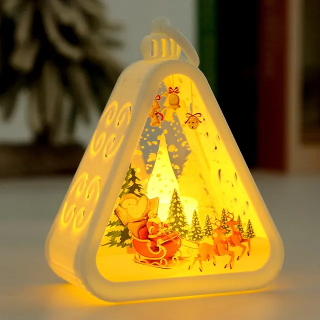 Daity 1 stuk - Kerst vintage nachtlampje, kersttafereel binnendecoratie met led-lampjes, geschikt voor kerstdecoratie veelkleurig
