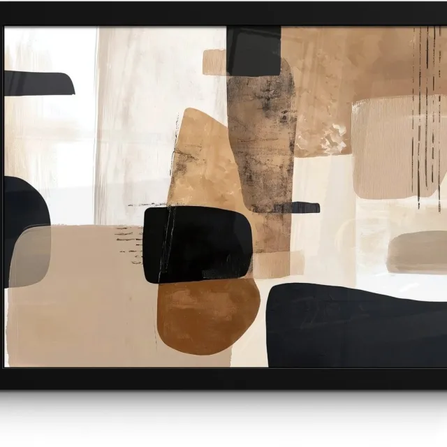 FrameYourWall Poster in lijst - Fotolijst 40x30 cm - Posters - Vlakken - Abstract - Zwart - Strepen - Posterlijst zwart - Decoratie - Wanddecoratie woonkamer - Muurdecoratie slaapkamer