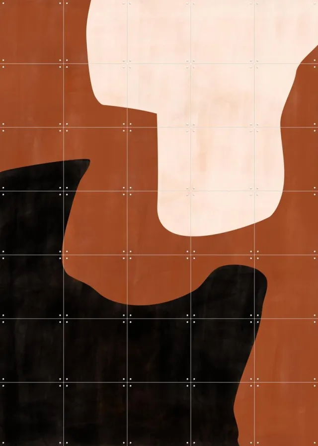 IXXI Closer, Elena Ristova & Various - 100 x 140 cm - Grote wanddecoratie en posters - Speels, Minimalisme, Abstract, Woonkamer, Studeerkamer Bruin / Zwart / Beige