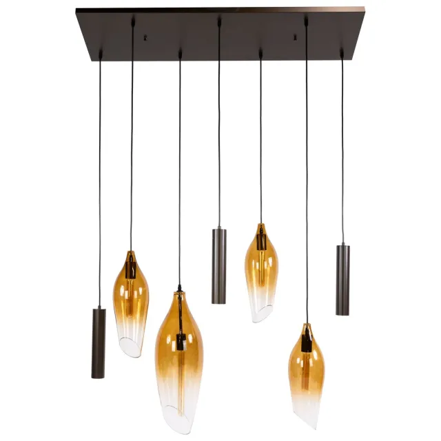 Nest of Nora Hanglamp Suni - Pendel 7-lichts 4+3 - Sienna bruin-shaded