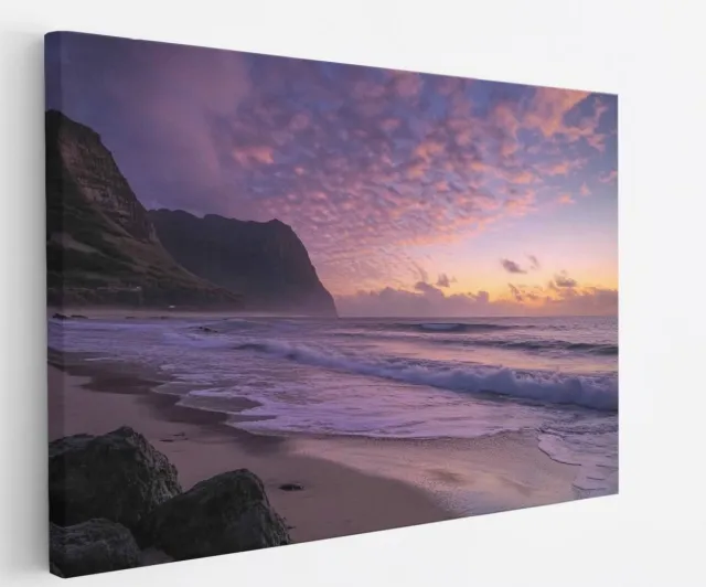 Saammp Canvas Schilderij - Kust - Zee - Strand - Herfstachtig - Landschap - Natuur - 40x30 - Foto op canvas - Wanddecoratie - Muurdecoratie Woonkamer - Slaapkamer decoratie - Canvas Print Multicolor