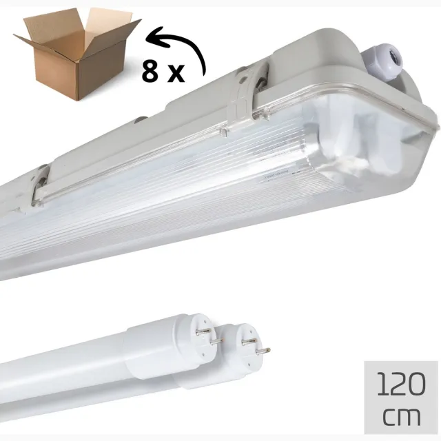 Proventa TL LED armaturen 120 cm - 8PACK LED TL balken incl. LED buizen - Waterdicht - 4320 lm Wit