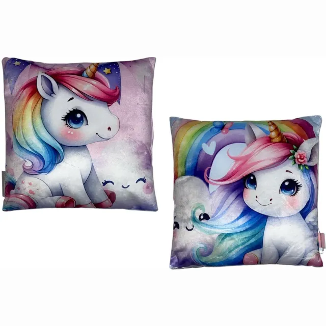 Unicorn Sierkussen - Kussen - Gevuld - 38x38Cm - 2 Zijdig Multi