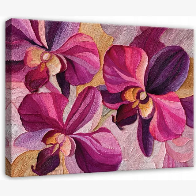 WALLARENA Schilderij op canvas - 120x80 cm - bloemen abstract art deco - Geschikt voor slaapkamer en woonkamer Veelkleurig