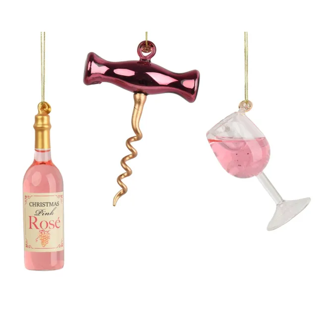 Decoris kerstornamenten giftbox wijn Multi