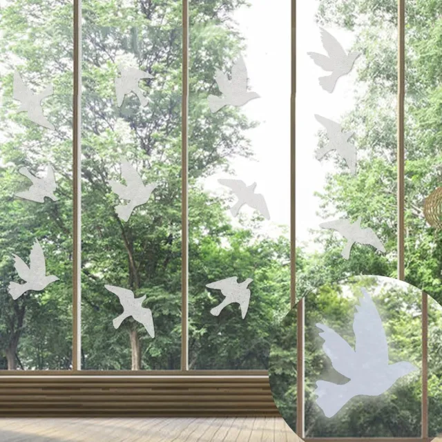 SNQ Raamstickers tegen vogelbotsingen - 16 stuks - Statisch - UV-reflecterend - Voor glazen deuren en ramen - Herbruikbaar - Wit - Zonder merk